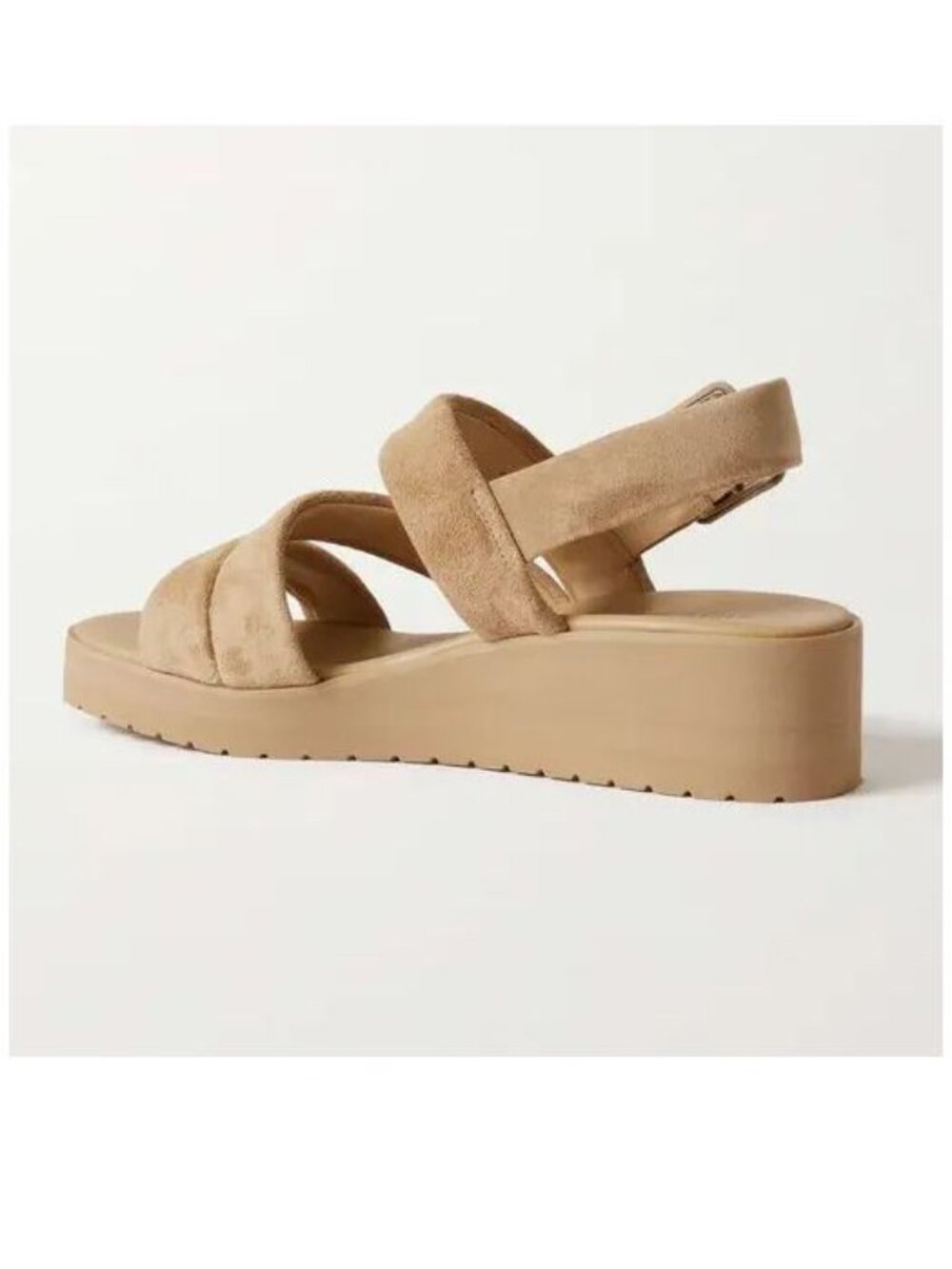 VINCE Skylar Low Wedge Slingback SANDALS Size 8.5 Nude Beige Suede NEW $280 - Picture 3 of 16
